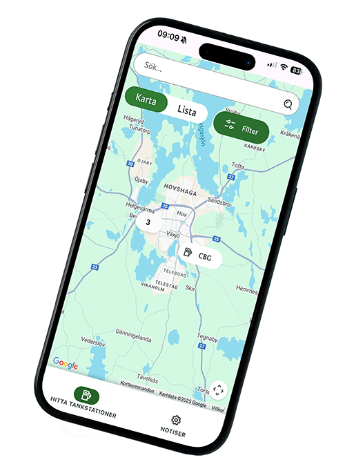 Hitta tankställen för biogas med smidiga appar.